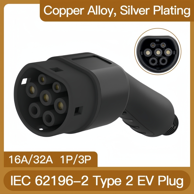 Ev Charger Adapter - 電気自動車用充電器プラグタイプ2,車両側コンバーター,アダプター,16a 32a,32a,iec 62196,新しいタイプ2