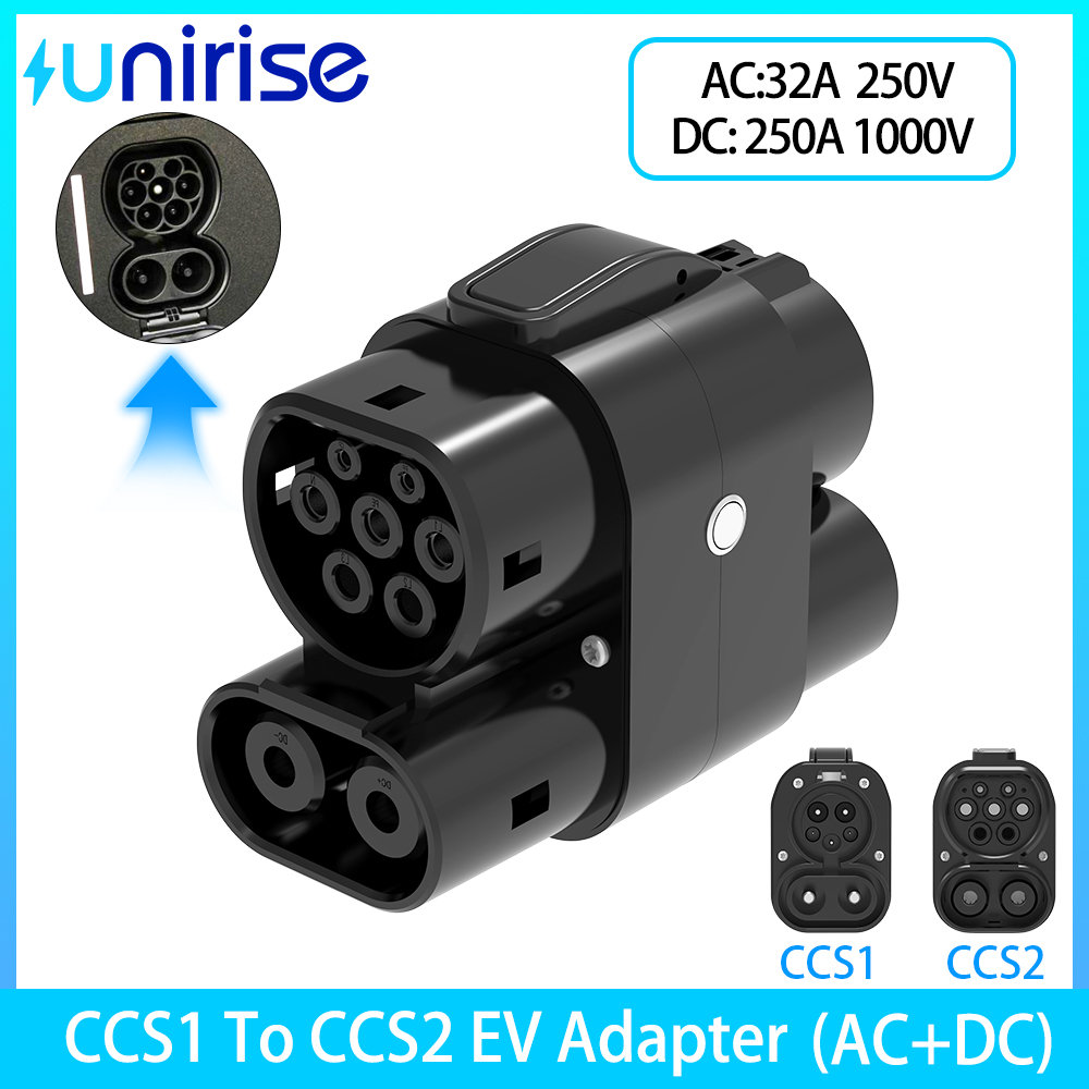 Ccs2 To Ccs1 Fast Charge Adapter 250Kw - CCS1からCCS2へのEVアダプター、AC+DC急速充電対応、CCS1充電ステーション変換器、250A、タイプ1からタイプ2への変換、電気自動車用、CCS2充電器コネクター。