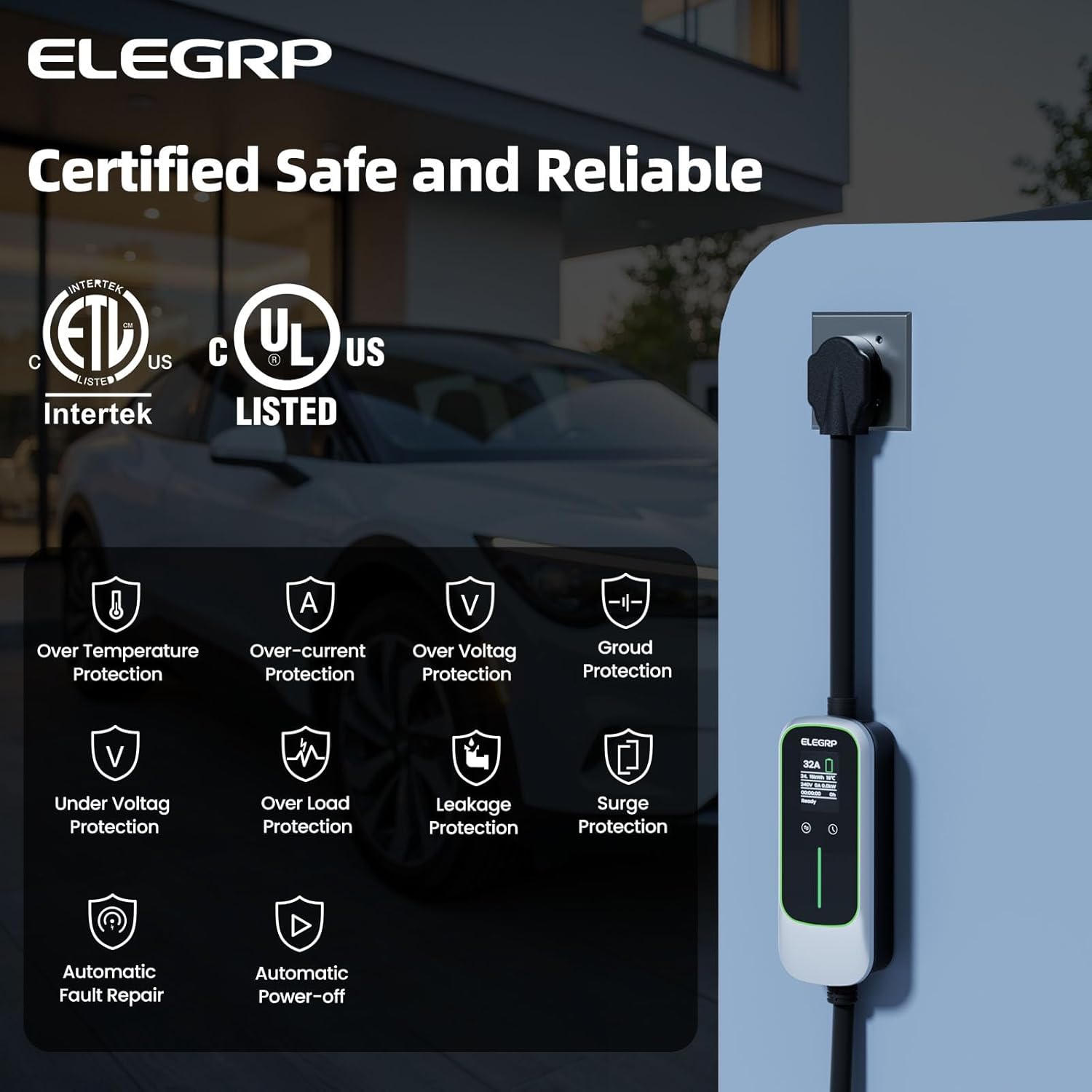 ELEGRP 32 アンペアポータブル電気自動車充電器、すべ - Home Ev Charger のレビューと価格